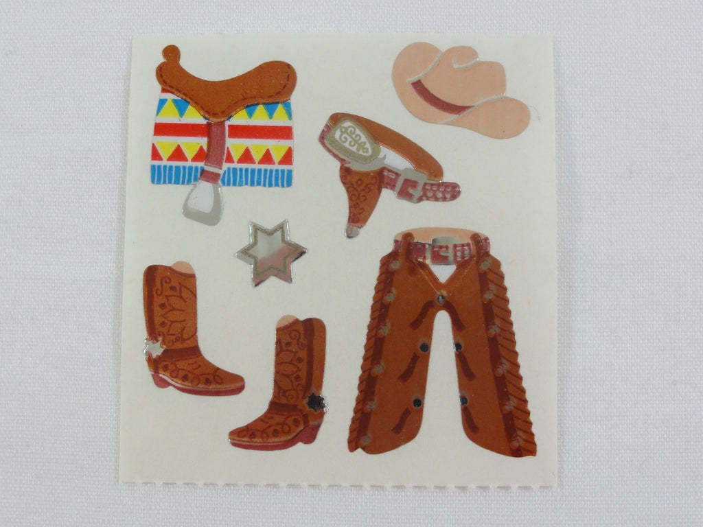 Sandylion Cowboy Accessories Shiny Mylar Sticker Sheet / Module - Vintage & Collectible