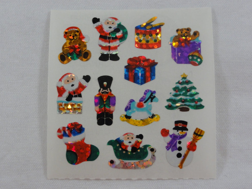Sandylion Christmas Santa Toy Snowman Glitter Sticker Sheet / Module - Vintage & Collectible
