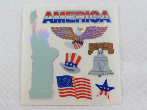 Sandylion America Flag Symbols Shiny Sticker Sheet / Module - Vintage & Collectible