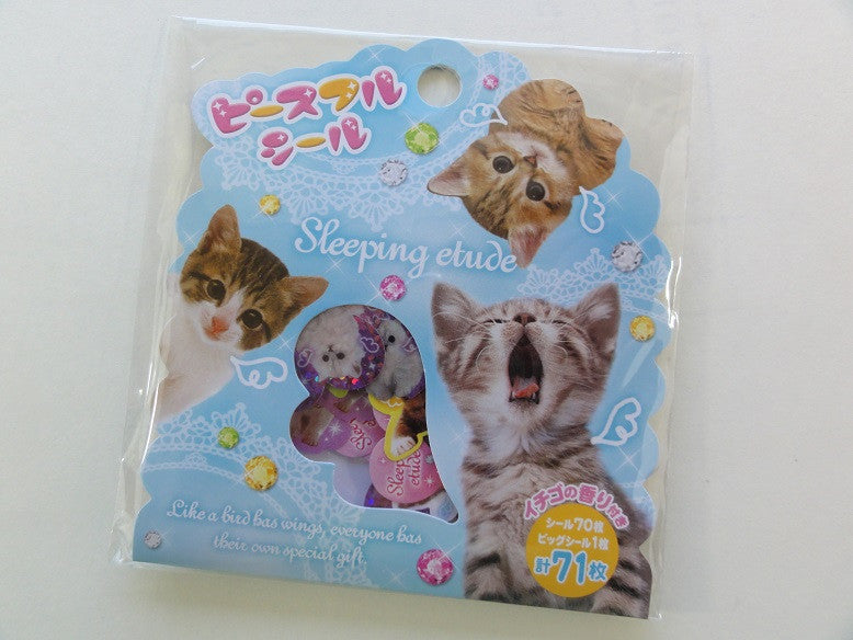 Cute Kawaii Mind Wave Sleeping Etude Cat Kitten Flake Stickers Sack