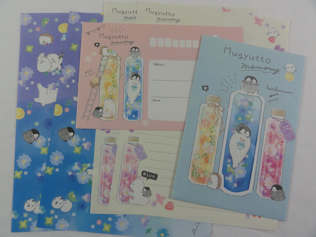 Cute Kawaii Crux Mugyutto Penguin Herbarium Letter Sets - Writing Paper Envelope Stationery