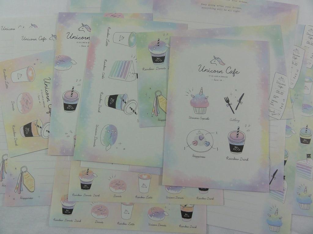 Cute Kawaii Crux Unicorn Cafe Letter Sets - Stationery Writing Paper Envelope Penpal