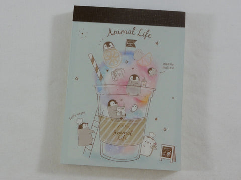 Cute Kawaii Kamio Ice Drink Penguin Hedgehog Animal Life Mini Notepad / Memo Pad - Stationery Designer Paper Collection