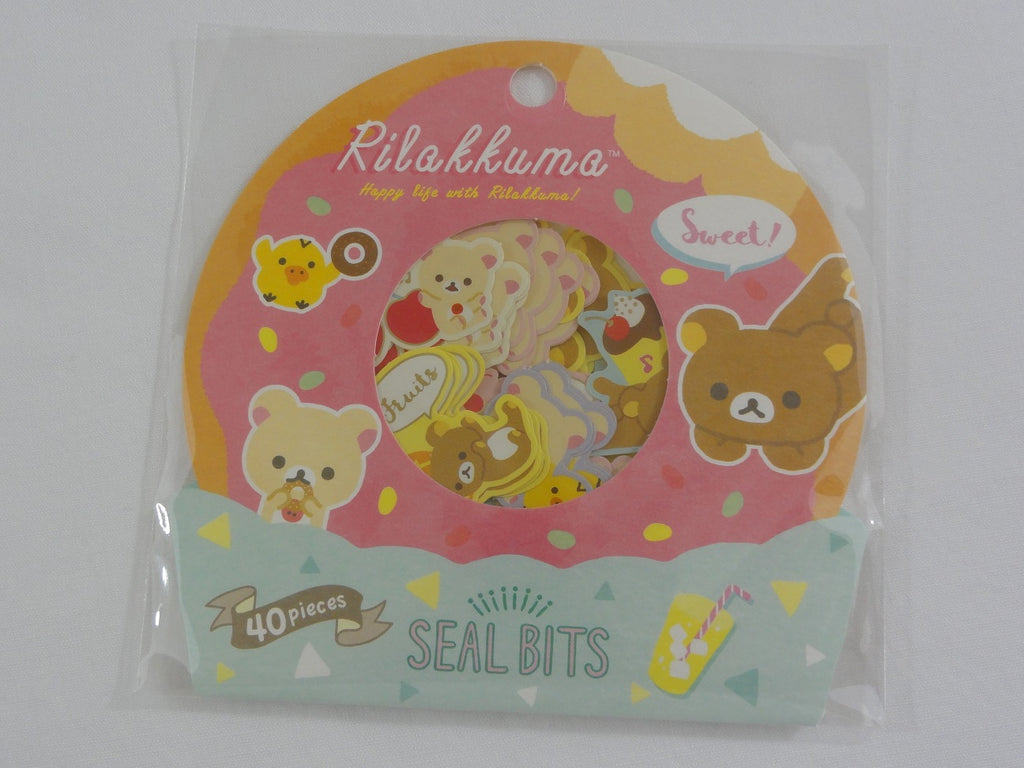 Cute Kawaii San-X Rilakkuma Flake Stickers Sack - Donut - Collectible for Journal Agenda Planner Craft Scrapbook