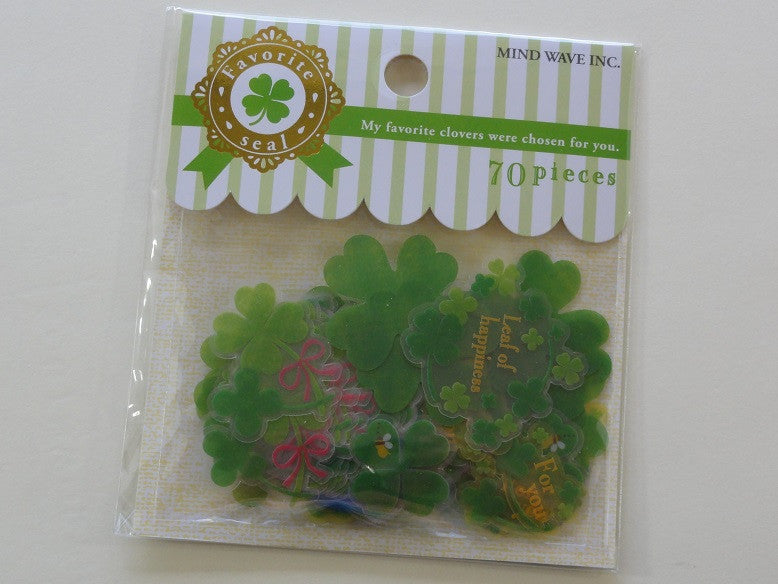 Cute Kawaii Mind Wave Green Clover Flake Stickers Sack