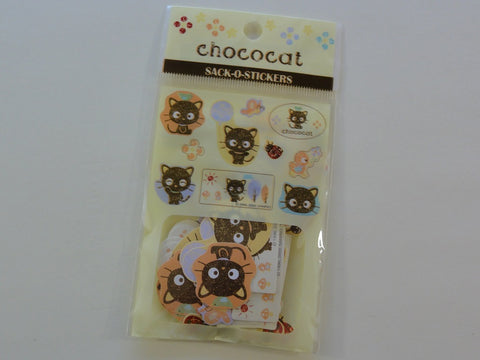 Cute Kawaii Sanrio Chococat Cat Sack-O-Stickers Flake Sticker Sack - Vintage Collectible