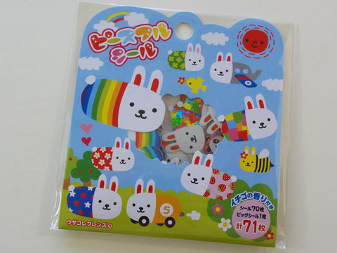 Cute Kawaii Mind Wave Capsule Rabbit Bunny Flake Stickers Sack - Vintage