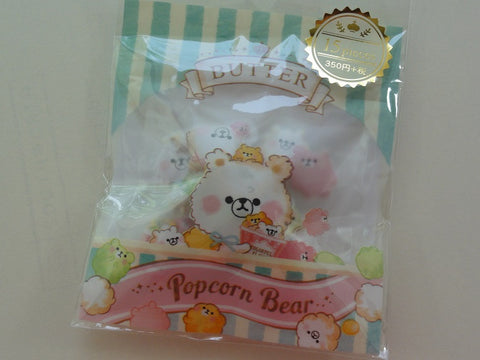 z Cute Kawaii Crux Popcorn Bear Flake Stickers Sack - Butter