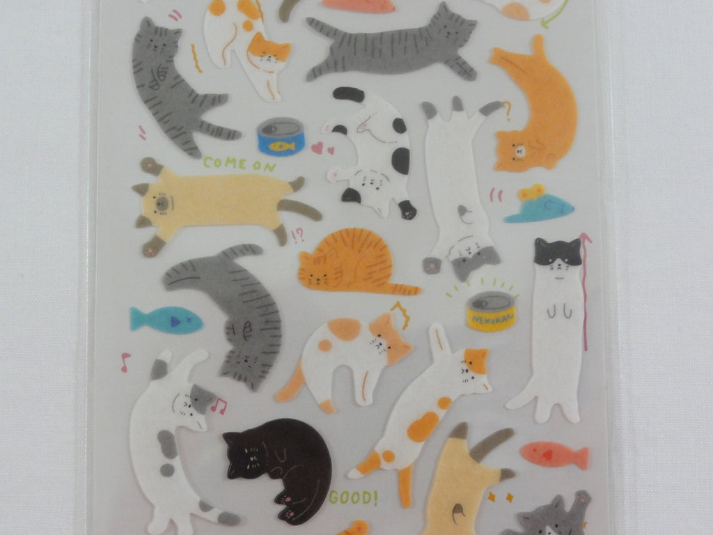 Daiso White Cat Neko Mini and Wide Sticky Notes and Holder, SET Of 2