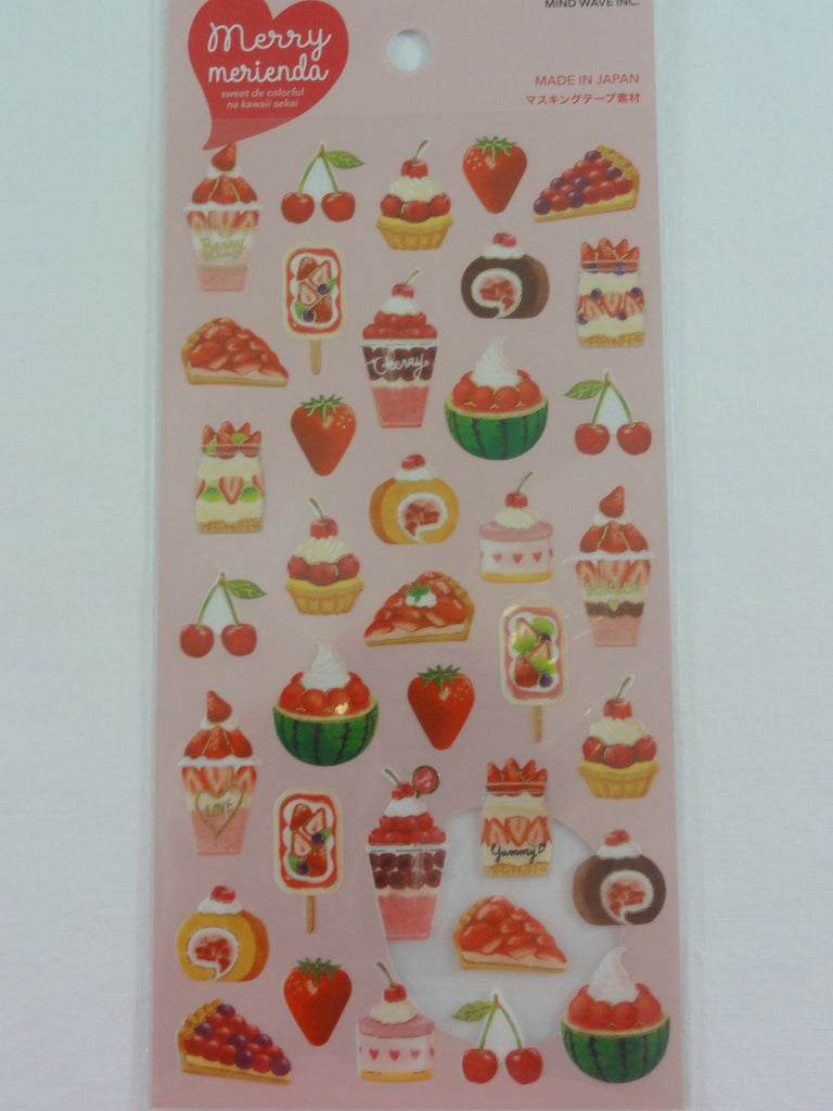 Cute Kawaii Mind Wave Merry Berry Red Strawberry theme Sticker Sheet - for Journal Planner Craft Organizer