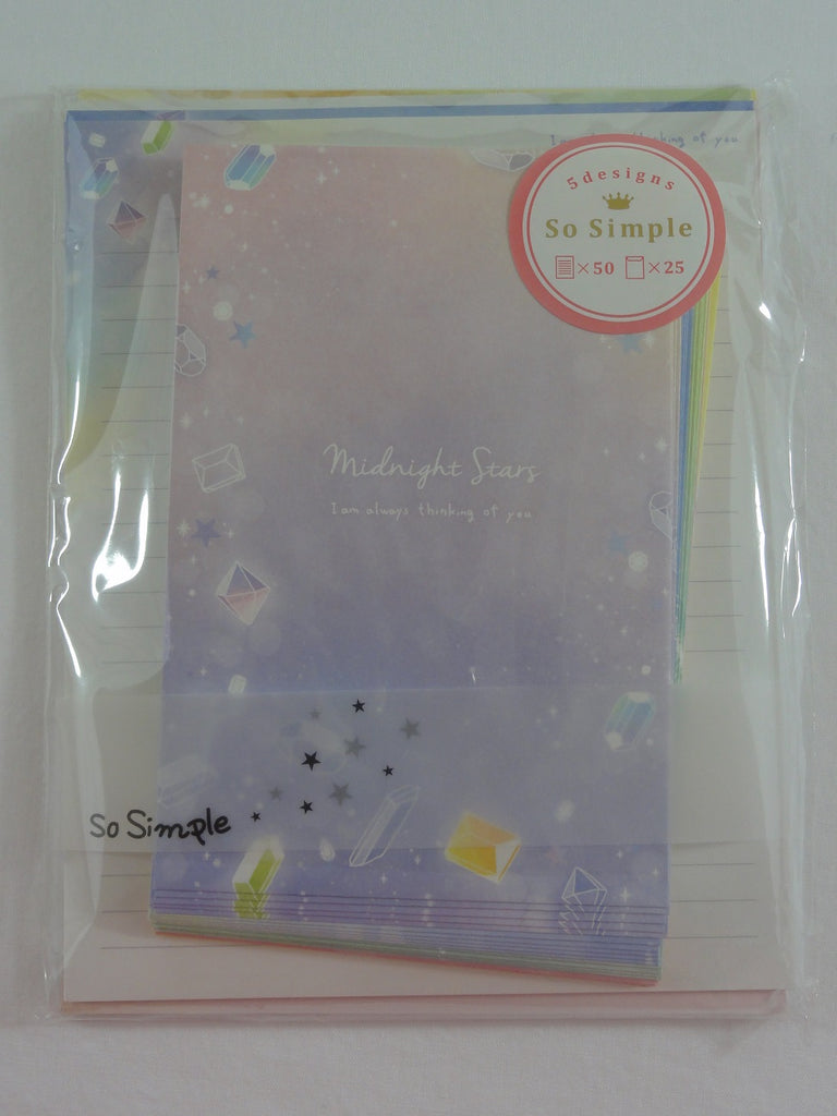 Cute Kawaii Crux Midnight Stars Letter Set Pack - Stationery Writing Paper Penpal