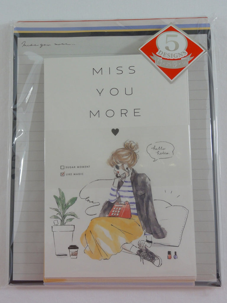 Cute Kawaii Kamio Miss You More Letter Set Pack - Stationery Writing Paper Penpal