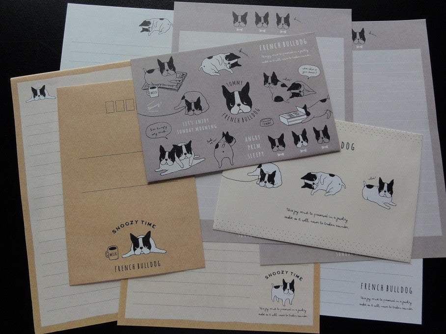 Kawaii Cute Q-Lia French Bulldog Dog Letter Sets