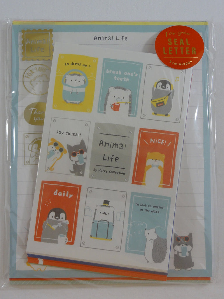 Cute Kawaii Kamio Hedgehog Penguin Animal Life Letter Set Pack