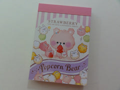 Cute Kawaii Crux Popcorn Bear Strawberry Mini Notepad / Memo Pad