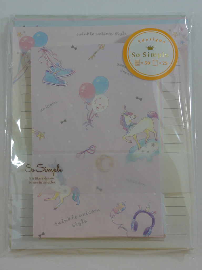 Cute Kawaii Crux Twinkle Unicorn Style Letter Set Pack - Stationery Writing Paper Penpal Collectible
