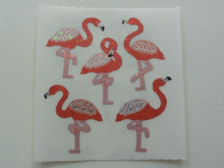 Sandylion Pink Flamingo Glitter Sticker Sheet / Module - Vintage & Collectible