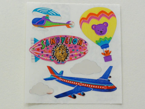Sandylion Airplance Helicopter Hot Air Balloon Shiny Sticker Sheet / Module - Vintage & Collectible
