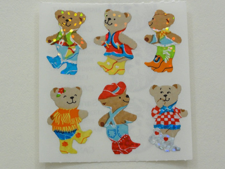 Sandylion Bear in Boots Glitter Sticker Sheet / Module - Vintage & Collectible
