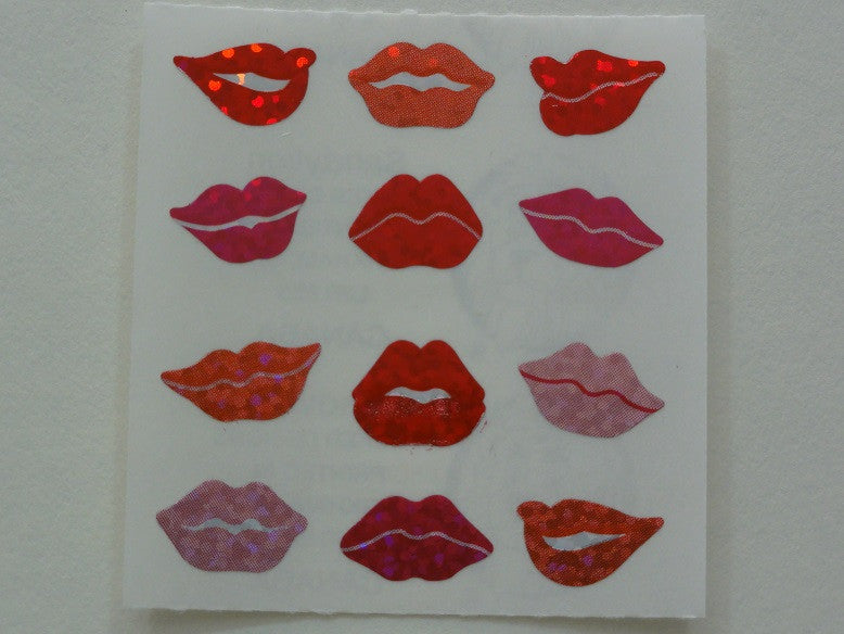 Sandylion Lips Love Valentine Glitter Sticker Sheet / Module - Vintage & Collectible