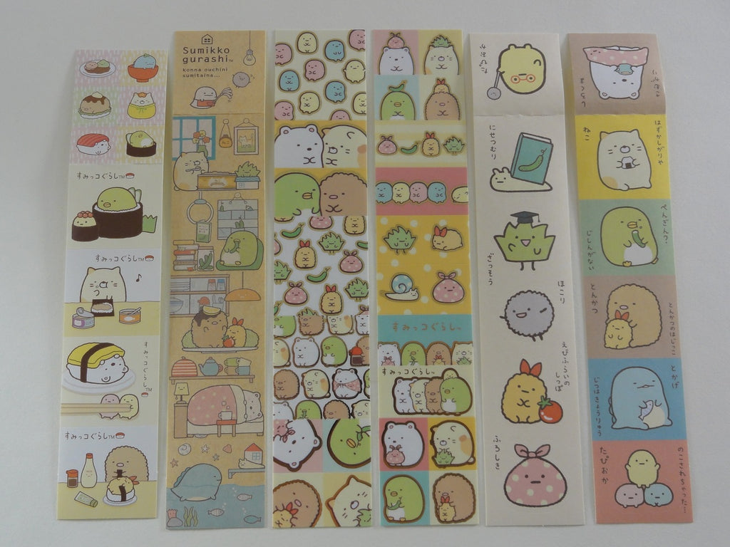 Cute Kawaii San-X Sumikko Gurashi Sticker Sheet - 6 strips - for Journal Planner Craft Stationery