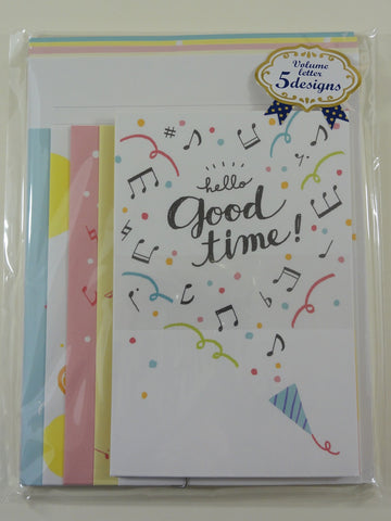 Cute Kawaii Mind Wave Good Time Party Letter Set Pack - Stationery Writing Paper Envelope Pen Pal