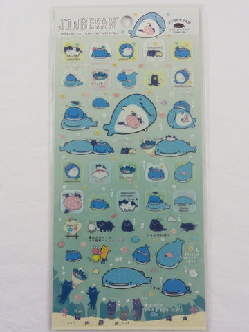 Cute Kawaii San-X Jinbesan Whale Sticker Sheet 2017 - E - for Planner Journal Scrapbook Craft