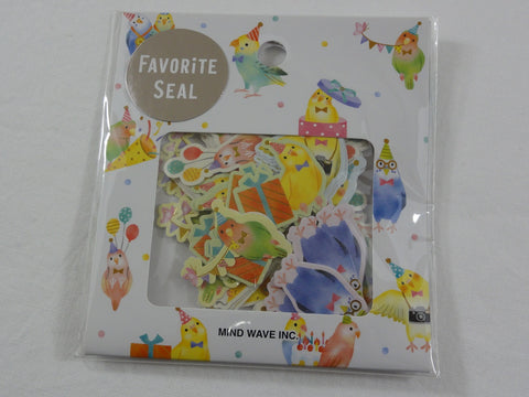 Cute Kawaii Mind Wave Birds Birthday theme Flake Stickers Sack - for Journal Agenda Planner Scrapbooking Craft