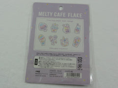Cute Kawaii Crux Melty Cafe Flake Stickers Sack - C Purple Cup Shape Ziplock Bag - Cotton Candy Drink Milk Ice Cream Cake - for Journal Planner Scrapbooking Craft