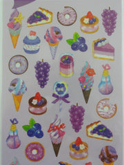 Cute Kawaii Mind Wave Merry Berry Blueberry Grape Fruit Healthy Food Purple theme Sticker Sheet - for Journal Planner Craft Organizer