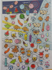 Cute Kawaii Mind Wave Food Summer Snack Festival Fair Sticker Sheet - for Journal Planner Craft Organizer Calendar