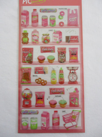 Cute Kawaii Crux Pick Me Sticker Sheet - Red - Market Pantry Strawberry Milk Pretzel Candy - for Journal Planner Craft