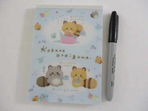 Cute Kawaii San-X Kokoro Araiguma Raccoon 4 x 6 Inch Notepad / Memo Pad - A - Stationery Designer Paper Collection