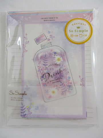 Cute Kawaii Crux Fragrance Bottle Flowers Letter Set Pack - Stationery Writing Paper Penpal