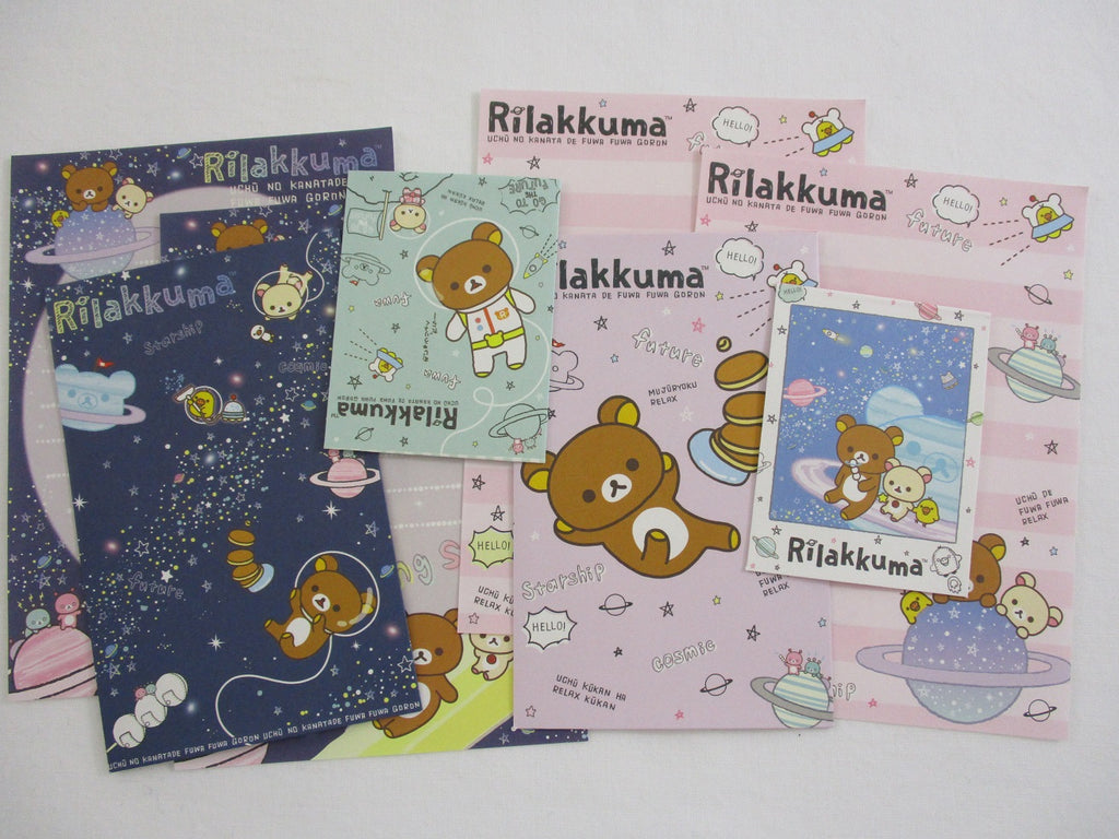 Cute Kawaii San-X Rilakkuma Astronaut Planet Universe Stars Mini Letter Sets - Small Writing Note Envelope Set Stationery