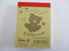 Cute Kawaii San-X Rilakkuma Bear Hearts Mini Notepad / Memo Pad - A - Stationery Writing Message