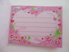 Cute Kawaii Q-Lia Cherry Pink Mini Notepad / Memo Pad - Stationery Designer Paper Collection