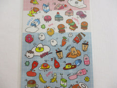 Cute Kawaii Mind Wave Egg Ice Cream Ketchup Popcorn Pancake Food Milk Drink Sticker Sheet - for Journal Planner Craft