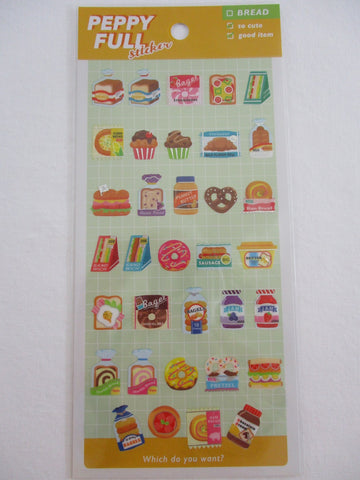 Cute Kawaii Mind Wave Peppy Full Series - Bread Bagel Bakery Pretzel Jam Strawberry Donut Peanut Butter Sticker Sheet - for Journal Planner Craft
