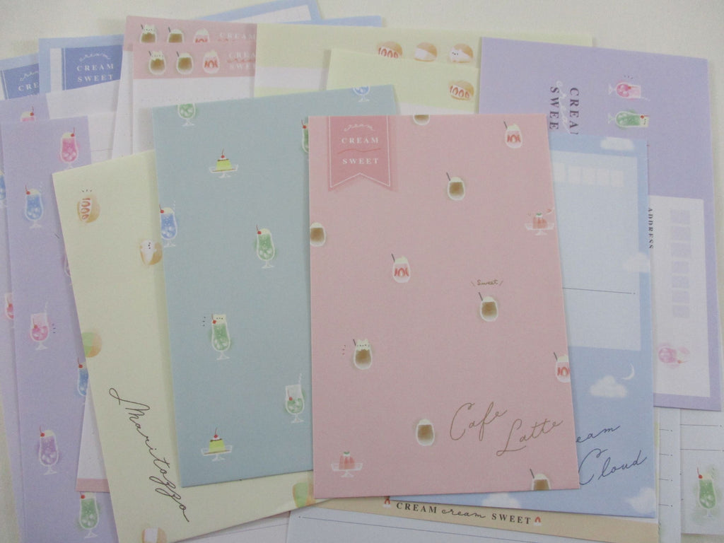 Cute Kawaii Kamio Dream Cloud Latte Soda Sweet Letter Sets Stationery - writing paper envelope