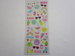 Cute Kawaii Mind Wave Vacation Summer Beach Fun Relax Bikini Holiday Schedule Sticker Sheet - for Journal Planner Craft Organizer