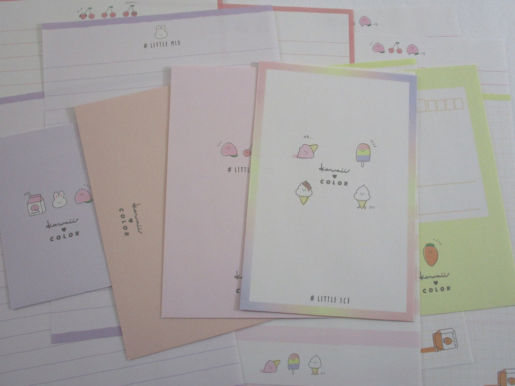 Cute Kawaii Kamio Little Fruits Cherry Ice Cream Milk Letter Sets Stationery - writing paper envelope