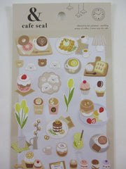 Cute Kawaii MW & Cafe Seal Series - C - Cafe Sandwich Pasta Sandwich Tea Ice Cream Dessert Shop Sticker Sheet - for Journal Planner Craft