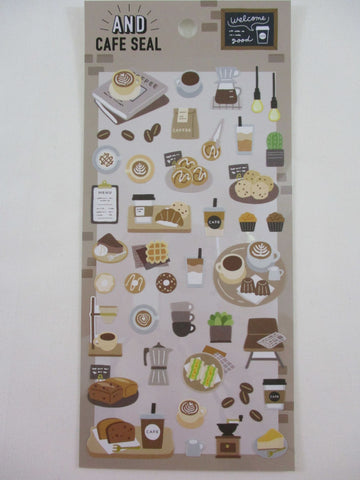 Cute Kawaii MW & Cafe Seal Series - D - Cafe Coffee Latte Waffle Cookie Shop Sticker Sheet - for Journal Planner Craft