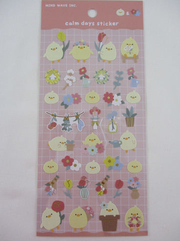 Cute Kawaii Mind Wave Baby Chicks Flower Spring Sticker Sheet - for Journal Planner Craft