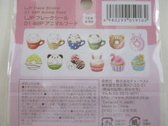 Cute Kawaii Loujene Flake Stickers Sack - Cat Bear Panda Animal Sweets and Drink - for Journal Agenda Planner Scrapbooking Craft
