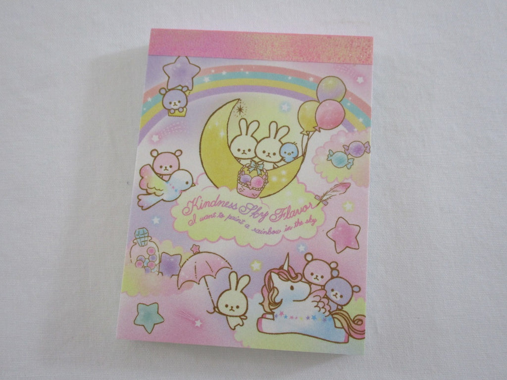 Cute Kawaii Q-Lia Rabbit Unicorn Kindness Sky Flavor Mini Notepad / Memo Pad - Stationery Designer Writing Paper Collection
