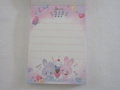 Cute Kawaii Q-Lia Rabbit Sweet Twins Bunny Mini Notepad / Memo Pad - Stationery Design Writing Collection