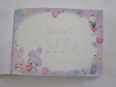 Cute Kawaii Q-Lia Rabbit Sweet Twins Bunny Mini Notepad / Memo Pad - Stationery Design Writing Collection