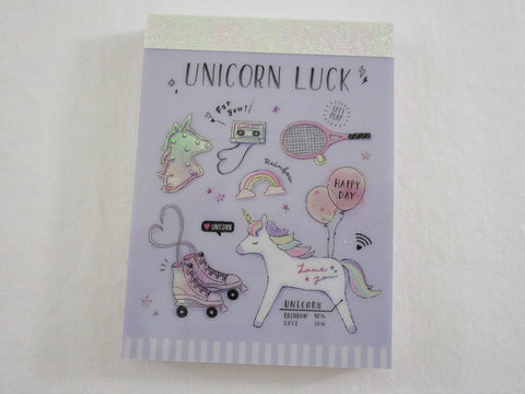 Cute Kawaii Q-Lia Happy Day Unicorn Luck Mini Notepad / Memo Pad - Stationery Designer Writing Paper Collection
